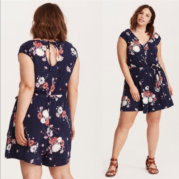 torrid Pants - Torrid Navy and Floral Romper